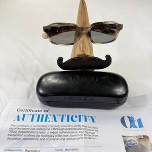 Gucci GG 1177/S Grey Horn Pattern Rectangular Sunglasses Made in Italy COA